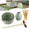 CAIXINYI Matcha Kit, Scopa matcha, Ciotola matcha, Frusta, Supporto frullatore, Supporto scopa, Set da 5 pezzi, Set da tè in ceramica