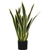 Wintem Pianta di Sansevieria Artificiale con 21 Foglie in Polietilene, Alta 75 cm con Vaso Ø15x12,3 cm - Pianta Finta Ideale per Interni, Decorazione Casa