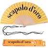 Fisura - Ventaglio in legno con messaggio "scapolo d'oro". Accessorio perfetto per matrimoni, ventaglio a mano dal design raffinato e colorato con gancio incluso. Dimensioni: 42,5 x 23 cm