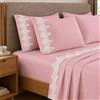 PETTI Artigiani Italiani - Set Lenzuola Singole Percalle Cotone con Pizzo Macramè Rosa, Completo Letto 3 Pezzi, 100% Made in Italy