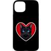 Black Cat with Blue Eyes Custodia per iPhone 15 Plus Cuore Occhi Blu Gatto Nero