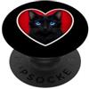 Black Cat with Blue Eyes Cuore Occhi Blu Gatto Nero PopSockets PopGrip Adesivo