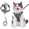 Harewu Pettorina per gatti a prova di esplosione, con guinzaglio, regolabile, morbida, in tessuto, traspirante e riflettente, grigio, taglie S-XL (grigio, M)