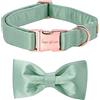 Unique style paws Collare per cani, collare in seta verde con fiocco, morbida cravatta regolabile, collare per animali domestici regalo per cani femminili o maschili, taglia X-Small
