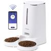 FUKUMARU Distributore Automatico Cibo Gatti, 4L Distributore Cibo Cani con 2 Ciotole in Acciaio Inox, 2.4G WiFi, 10 Pasti al Giorno e Controllo del Timer, Consumato per Circa 20 giorni, USB e Batterie