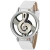 Dilwe Orologio Unisex per Amanti della Gioielleria, Orologi al Quarzo Analogici Coppia Orologio Rotondo Cinturino in Cava con Cinturino in Pelle con Cinturino in Metallo(Bianco)