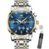 OLEVS Male Wrist Watches, Analog Quartz Business Stainless Steel Waterproof Luminous Watches Luxury Casual Big Diamond Dial Date Multi-Function Chronograph Watches for Man…