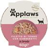 Applaws Alimento per Gatti 100% Naturale di Lusso Filetto di Tonno con Gamberi in Brodo - 10 vasetti da 60 g