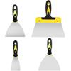 PULIANGLIU Set di 4 spatole in acciaio inox per cartongesso e pittura | Spatola da pittore con manico in plastica, raschietto per carta da parati, graffi, 5/10/15/20 cm, 4 pezzi