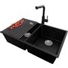 PRIMAGRAN Lavandino da Cucina Nero - London Twin Slim, 76x47cm