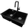 PRIMAGRAN Lavandino da Cucina Nero - London Twin Slim, 76x47cm