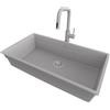 PRIMAGRAN Lavandino sottotop al Mobile 90cm + Rubinetto, 86x47cm | Set: Rubinetto BW9070 + Kit di scarico + Lavello in Granito a 1 Vasca - Prague 90 Level, Grigio