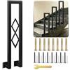 YUJEYHD Corrimano per Scale a U con Rombi, Ringhiera Interne，Nero：85cm | Montaggio Laterale Passamano in Ferro Battuto, Parapetto per Loft, Balconi e Gradini Esterne, Materiale di Montaggio Incluso