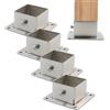 Wealrit 4 basi quadrate per pali in acciaio inox, con flangia, resistenti staffe per pali per recinzioni e ringhiere (3,8 x 3,8 cm)