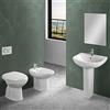 Inbagno Sanitari bagno in set, composizione bagno completa con WC, copriwater, bidet e lavandino con colonna, serie Clara