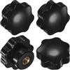 M METERXITY 4-Pz Manopole a 7 Stelle per Macchinari/Elettronica Ottone Nero | Filettatura Femminile M8 Testa a Sette Punte 40mm Maniglie Bloccaggio a Buco Cieco, Pomello Filettato