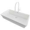 PRIMAGRAN Lavandino sottotop al Mobile 90cm + Rubinetto, 86x47cm | Set: Rubinetto BW6030 + Kit di scarico + Lavello in Granito a 1 Vasca - Prague 90 Level, Tutto Bianco
