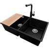 PRIMAGRAN Lavandino da Cucina Nero - London Twin Slim, 76x47cm