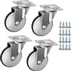 SOTECH 4 ruote per mobili LINDAU Ø 75 mm grigio argento/nero senza freno (freni) incl. set di viti Portata fino a 140 kg (35 kg per ruota)