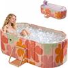 Gelory Vasca da bagno pieghevole per adulti, 2 in 1, bagno di ghiaccio e acqua calda, portatile, autoportante con coperchio, ideale per casa, esterni e interni, senza montaggio (120 x 56 x 50 cm, rosa