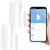 GOEDCH 2 pezzi Sensore Porta WiFi: Sensore per Porte e Finestre, Sensore di Contatto Wireless con Notifica App, Compatibile con Alexa Google per Sistema di Allarme e Domotica Intelligente
