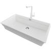 PRIMAGRAN Lavandino sottotop al Mobile 90cm + Rubinetto, 86x47cm | Set: Rubinetto BW3010 + Kit di scarico + Lavello in Granito a 1 Vasca - Prague 90 Level, Bianco
