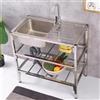 MTSYXYM Lavandino da esterno a libera installazione,Inossidabile con il Rubinetto Girevole 360°, tavolo da preparazione con console e supporto,Facile da pulire,per Garage, Cucina. (Size : Double layer)