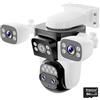 VSTARCAM Telecamera di sorveglianza esterna Wi-Fi con scheda di memoria da 64 GB, telecamera PTZ 2K a 4 lenti, visione a 360°, rilevamento persone, tracking, zoom 10x, visione notturna a colori, audio