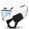 VCOROS Casco da Sci con Occhiali da Sci Casco Sci per Uomo Donna con Cuscinetti Auricolari Rimovibili Ventilazione UV Ski Helmet per Ski Ciclismo Sport Invernali (Bianco Lucido+Occhiali da Sci, M)
