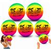 SRV Hub 5 palline da pallavolo gonfiabili arcobaleno da 23 cm, palline da spiaggia in PVC per bambini, giocattoli leggeri per piscina, giardino e giochi estivi, palline da gioco morbide, riempitivi