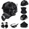 cuguoe Set completo di casco FAST PJ con comunicazioni e maschera facciale | Casco FAST PJ con cuffia for comunicazioni, occhiali, maschera for l'alito, copertura e ghetta for il collo