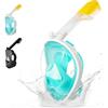 hjwanyin Maschera da snorkeling integrale con visuale a 180°, con tecnologia anti-appannamento e anti-perdite, compatibile con fotocamera sportiva, maschera subacquea per nuoto e snorkeling, per adulti e