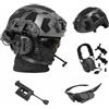 cuguoe Set casco FAST Gen 2 con microfono PTT e occhiali protettivi | Casco regolabile in ABS leggero da 650 g, 56-60 cm, con paraorecchie e supporti