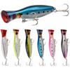 Generic Set da 6 Popper 12,5 cm 40 g, Esche Rigide Topwater con Occhi 3D Realistici | Finitura Riflettente, Bocca Concava e Ancorette Scanalate Rinforzate per Luccio, Persico e Pesca in Superficie