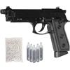 Generico Pistola CO2 Softair Full Metal Scarrellante, Potenza 0,9 Joule, Caricatore 26 Colpi, Hop Up Regolabile, Bundle 5 Bombolette CO2 + 1000 Pallini, Calibro 6mm