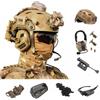 cuguoe Set casco leggero in ABS con microfono PTT e occhiali protettivi | Casco regolabile in ABS da 56-60 cm 650 g con microfono e supporti for cuffie con isolamento acustico