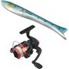 Zenthia Canna da pesca telescopica a forma di pesce in fibra di carbonio e mulinello per combo portatile per mini penna stile da viaggio (canna con mulinello blu)