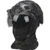 cuguoe Casco leggero FAST II con occhiali e ghetta facciale for esterni | Casco in ABS regolabile da 56-60 cm, leggero 650 g con visiera, ghetta for il collo e 2 binari