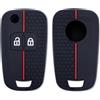 Gianto Cover Chiave Compatibile con Opel Adam Astra Corsa Mokka Insignia Meriva Zafira Vauxhall, Guscio di Silicone Gomma per Telecomando Auto, Antiscivolo, Nero con Inserti Rossi