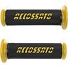ACCOSSATO Coppia di Manopole Racing In Gomma Termoplastica, Nere Con Scritta Accossato Colorata per Kawasaki Ninja ZX6R dal 2003 al 2004, CC 636