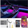 QAUBEN Kit di illuminazione ambientale auto 64 colori musica multicolore fibra ottica RF telecomando + APP controllo auto fai da te illuminazione dell'atmosfera decorativa DC 12V 1W 8m