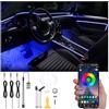 QAUBEN Auto Interno Strip Luces, 3 in 1 Multicolore RGB Auto Ambient Luceing Kit, 4m Fibra ottica EL Neon Tube Luce, Modalità fai da te Musica Sincronizzazione APP Controllo DC 12V