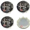 VS 4 Tappi Coprimozzo 60mm Compatibili con ALFA ROMEO Giulietta Giulia 147 159 146 156 Brera Stemma Black Nero Specchio