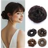 Rich Choices Chignon Finto per Capelli Veri 23g Mini Posticci Chignon Facile per Capelli Updo Messy Bun Coda Mossi Ricci Elastico Extension da Donna #1B Nero