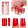 NOVO OVO Breve Sharp Square Nail Tips Press on Pure Color Red Richiede Colla Nail Gel Matte Soft Gel Estensione Artificiale Unghie Copertura Completa per Fai da Te, 15 Misure 180 Pezzi