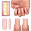 NOVO OVO Medium Sharp Square Nail Tips Press on Pure Color Baby Pink Gel & Top Coat & Colla Soft Gel Matte Nail Extension per fai da te, 15 misure, 180 pezzi