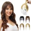 PARXITN Clip in frangia 3D in veri capelli umani copertura a 360° per frangia francese diradante leggero topper per capelli per donne frangia biondo paglierino