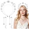 Zosutetoxo 2 pezzi Set di cerchietti con stelle con orecchini sole e luna, gioielli con strass per festa di carnevale costume da dea