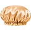 Glamza Cuffia da doccia impermeabile di lusso da donna carina elasticizzata riutilizzabile cappello protettivo (oro)