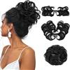 XFSRG Extension Capelli Veri Clip Chignon Finto Per Capelli Donna Elegante Look Quotidiano (Nero)